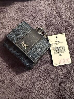 Michael Kors Black Signature Air Pod Pro Case with Snap/Lanyard